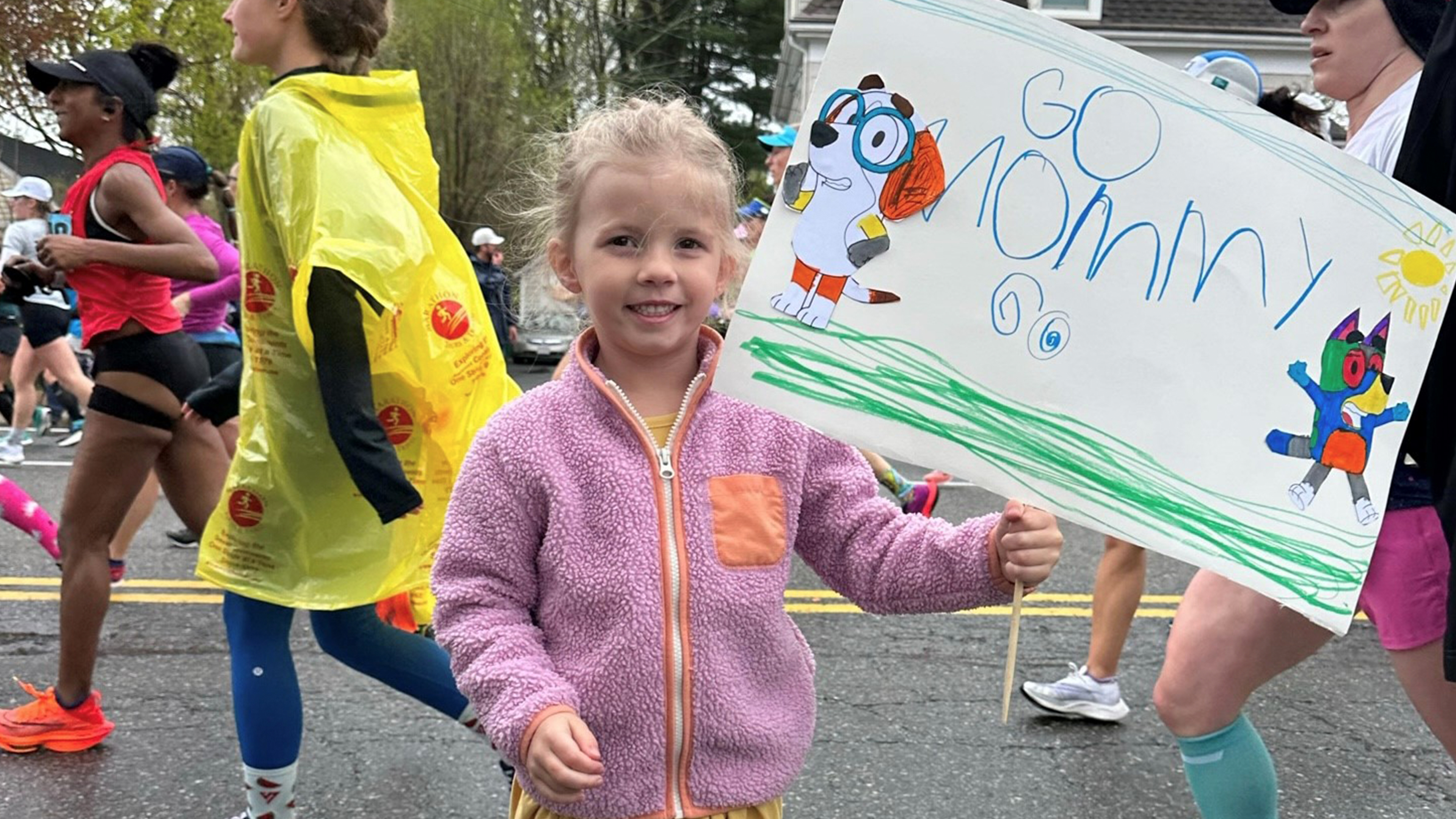 Julie Albers' daughter, Sadie, at the Boston Marathon