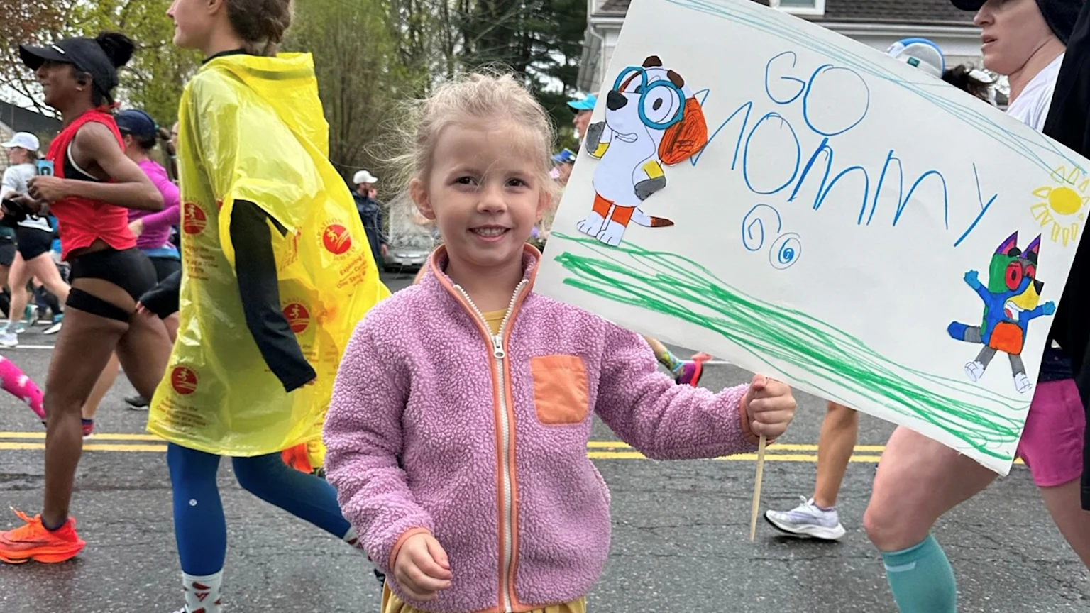 Julie Albers' daughter, Sadie, at the Boston Marathon
