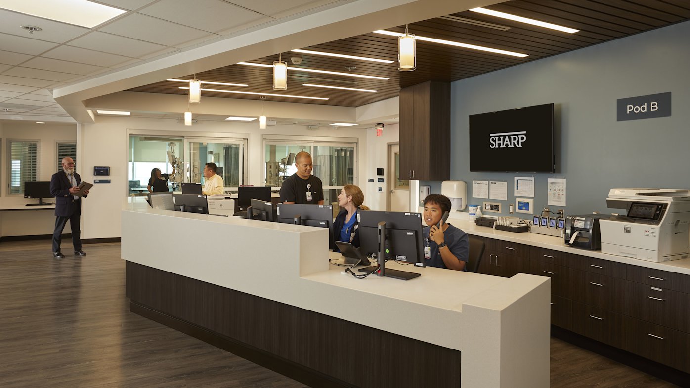 Sharp Grossmont Hospital for Neuroscience ICU nurses station