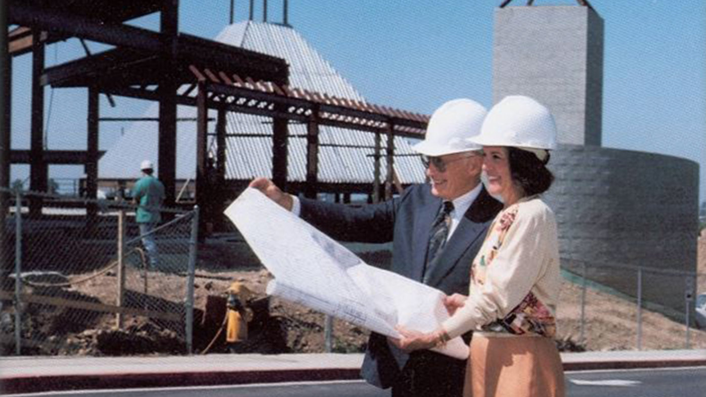 The late Dr. David Long, and his wife Donna, review the construction progress in 1992.