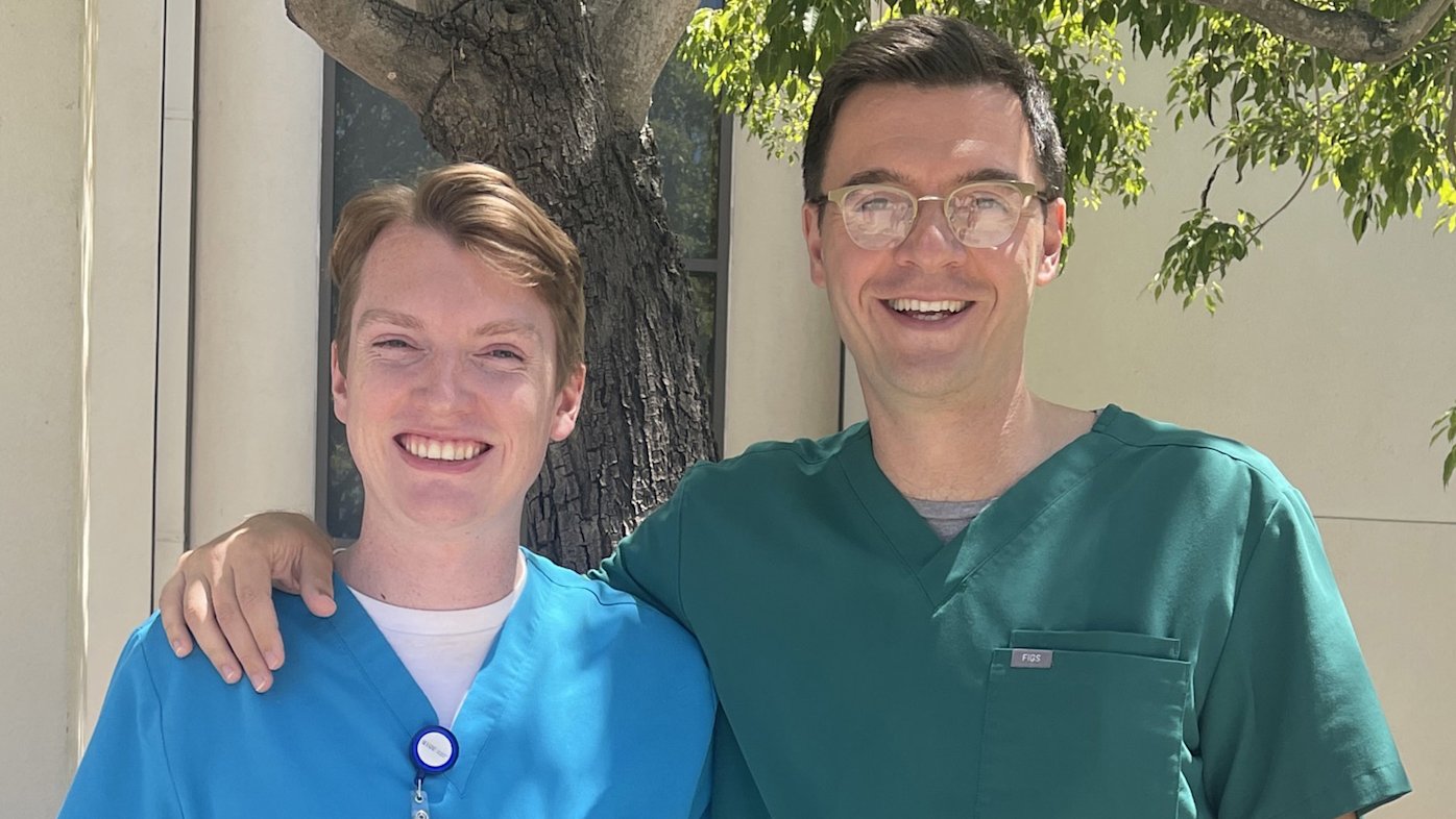 Michael Lowry and Dr. Igor Medic at Sharp Grossmont Hospital in San Diego