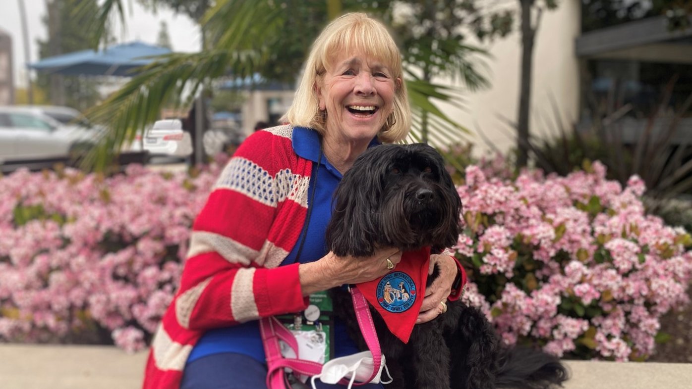 Sharp Pet Therapy Volunteer Claudia with Pet Therapy Dog Ethel