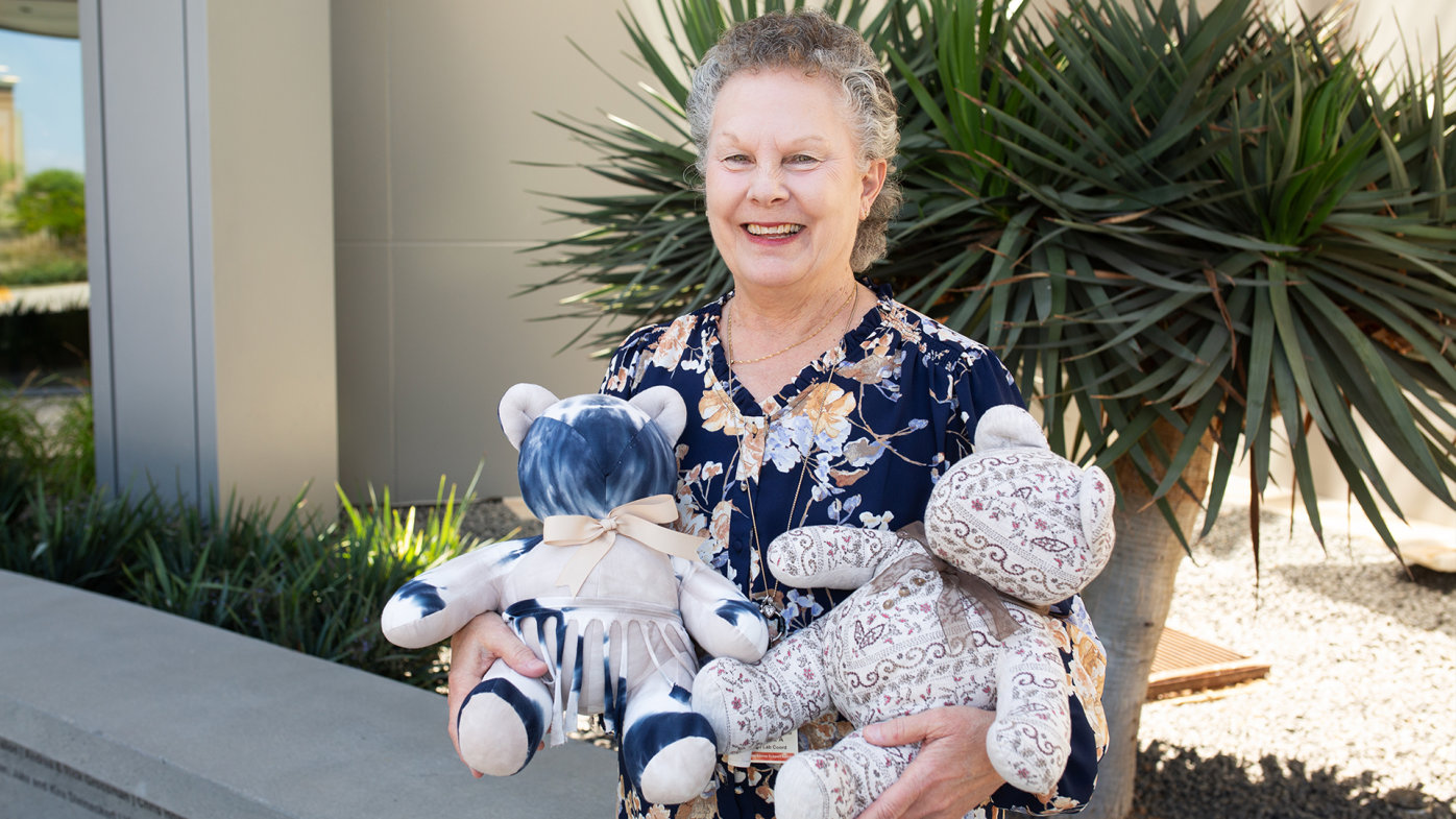 Joyce Anderson with Memory Bears from Sharp HospiceCare