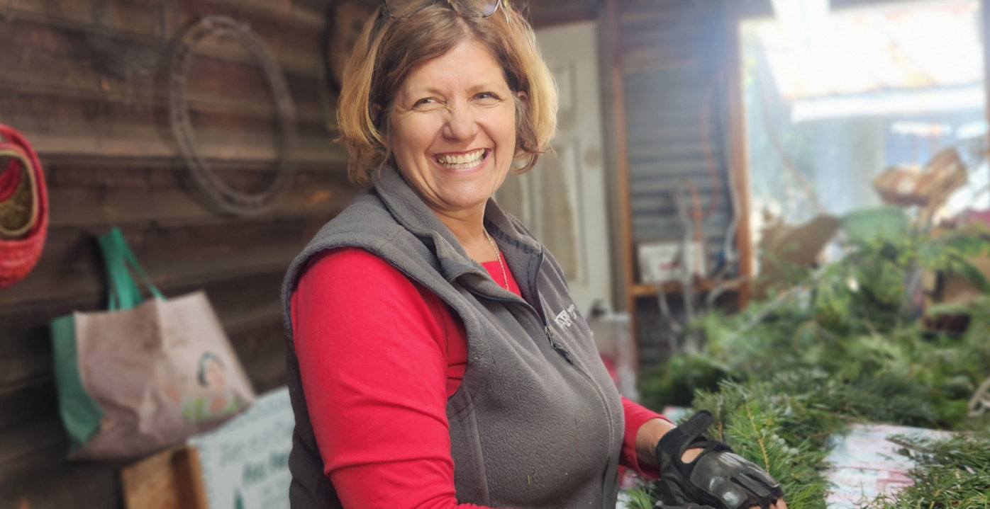 Denise Kelly of Sharp HealthCare and the Julian Christmas Tree Ranch