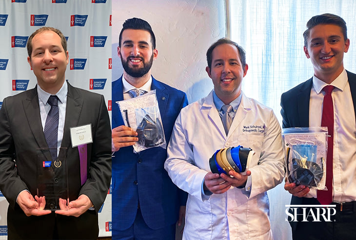 Drs Schultzel with awards and 3D-printed masks