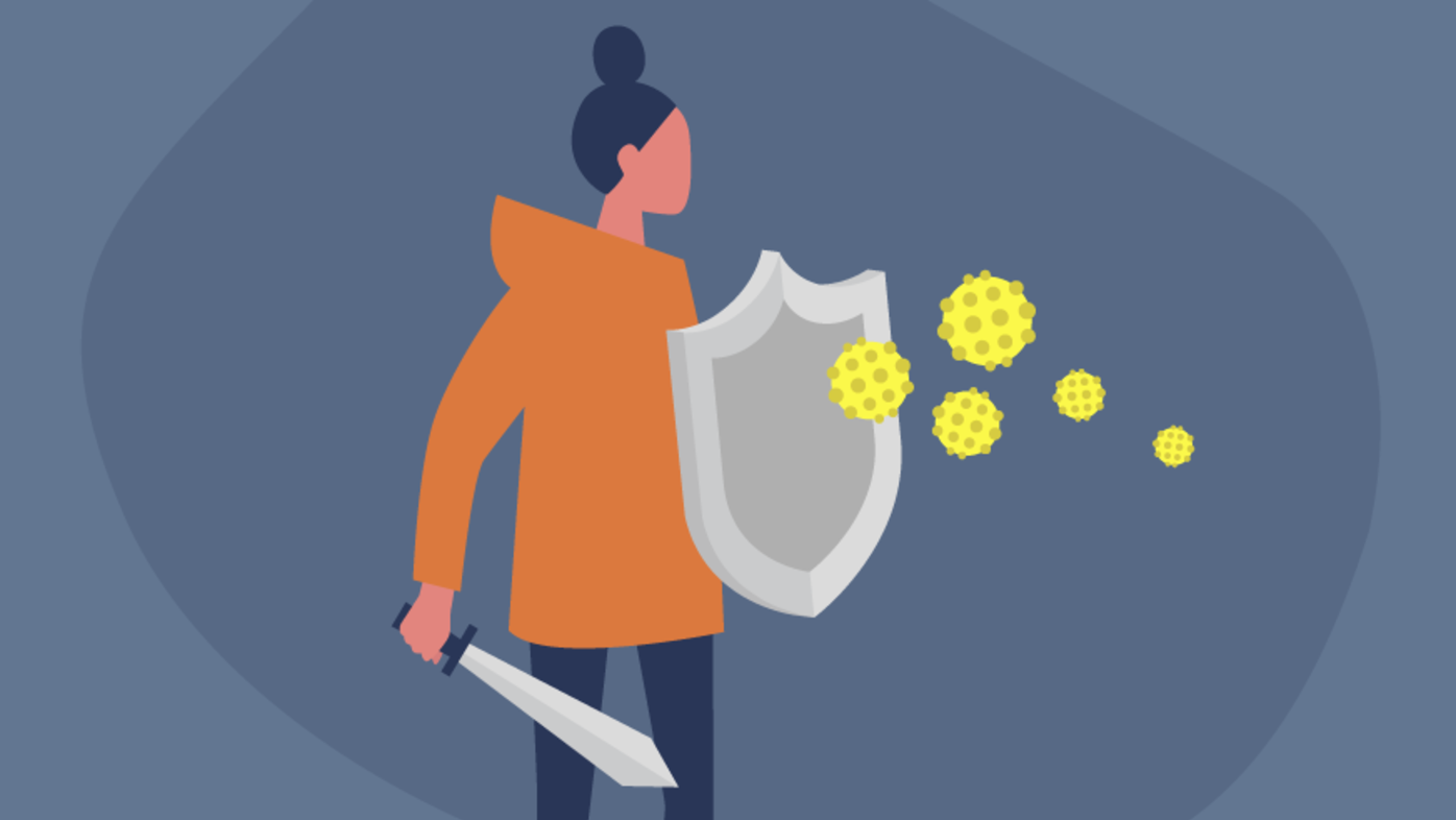 Illustration of woman with sword and shield