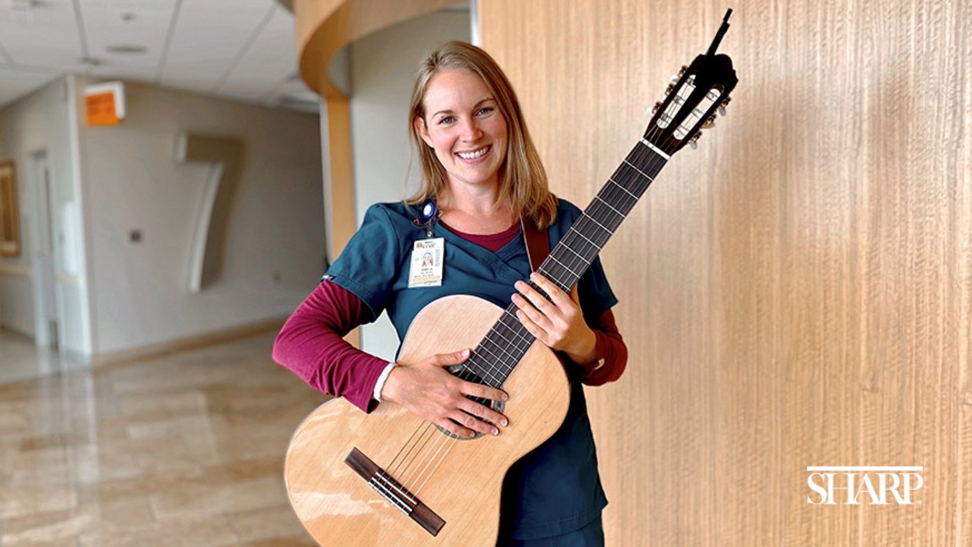 Amy Andrews, a board-certified music therapist at Sharp HealthCare