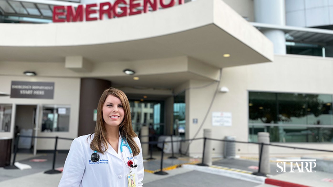 Dr. Brittany Nobilette was born at Sharp Grossmont Hospital. Today, she treats patients in the hospital’s emergency room. 