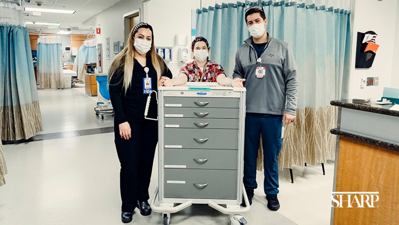 Caregivers at Sharp Chula Vista Medical Center help their older adult patients feel more comfortable in the ER with helpful items such as pillboxes, extra pillows and word puzzles.