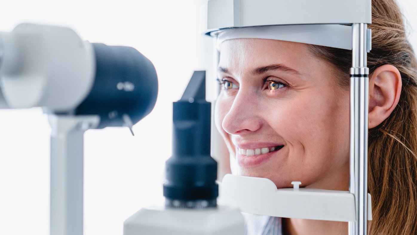 Woman getting her eyes checked