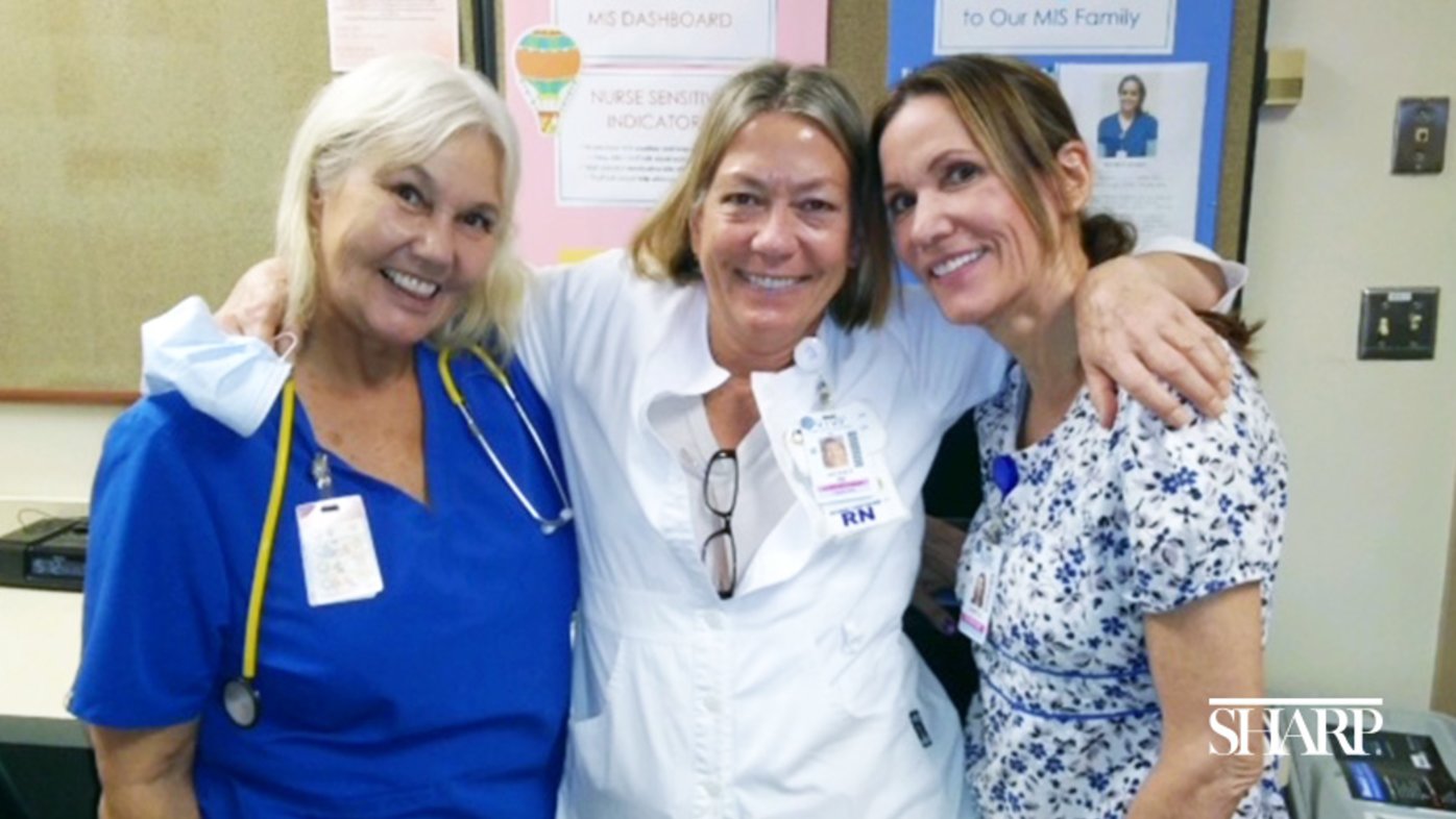 From left to right: Sisters Jean Colliver, Jacqueline Polletta and Janet Colliver say they feel lucky to work together at Sharp Mary Birch.