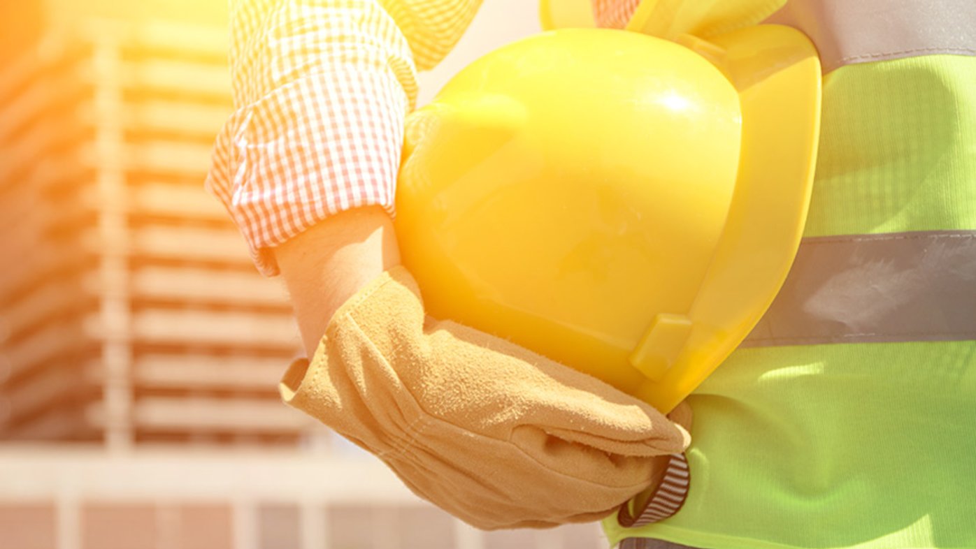 Worker with hard hat