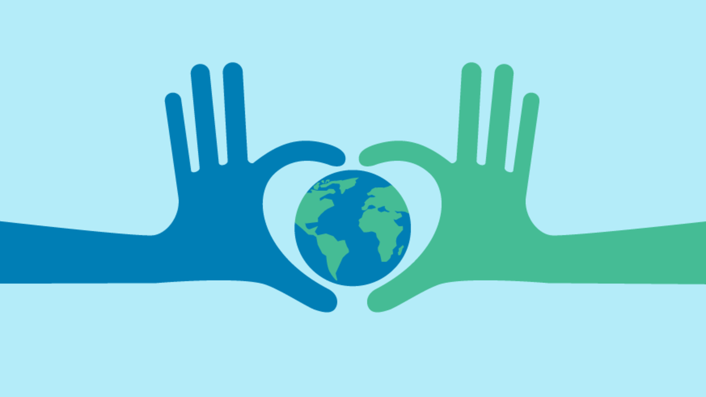 Illustration of hands helping the earth