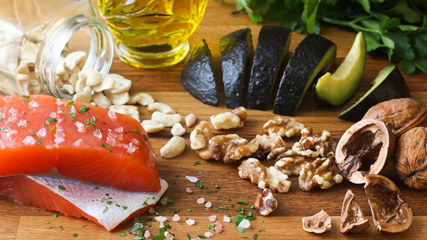 salmon, avocado, nuts, olive oil, mediterranean diet