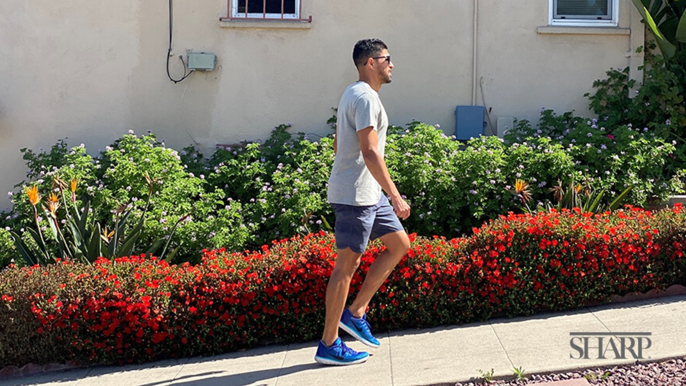 Man walking up a hill