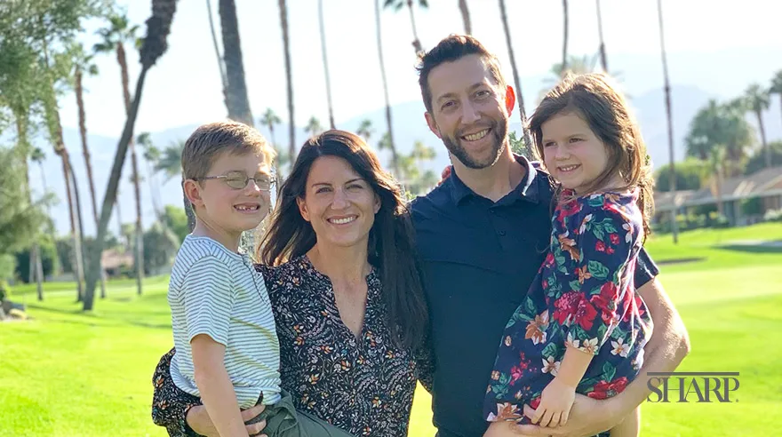 Amy Fox, a nurse practitioner with Sharp Rees-Stealy Medical Group, with her husband and children