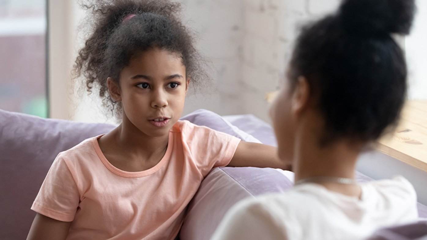 Mother and daughter talking