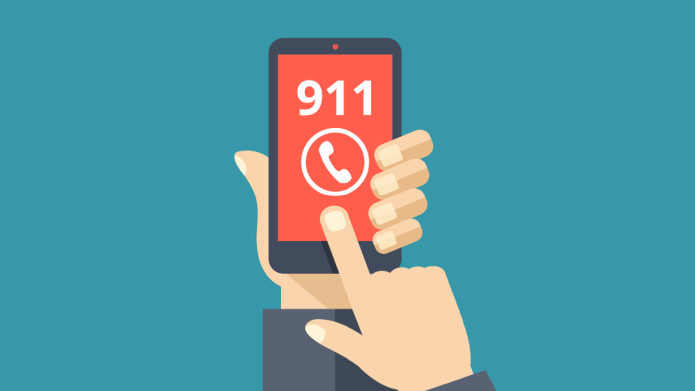 Illustration of smartphone calling 911