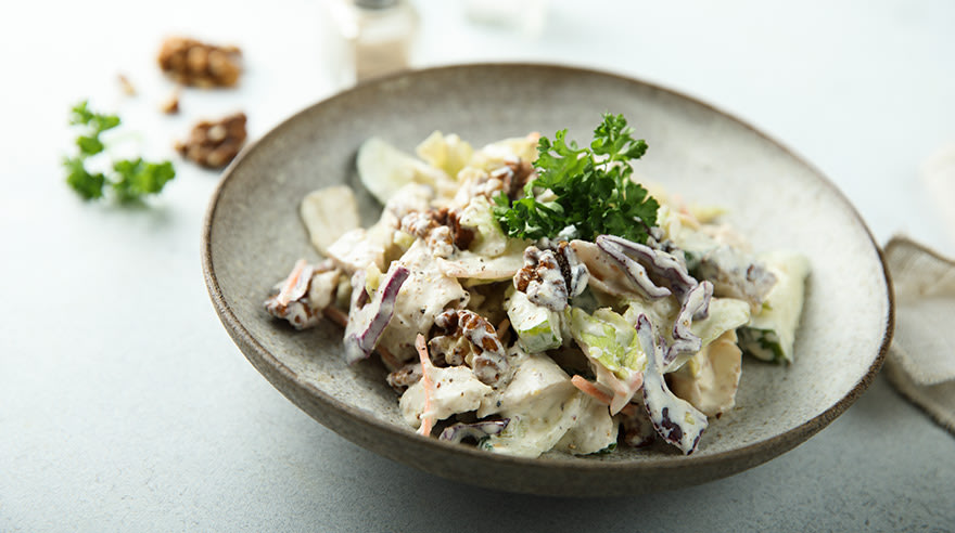 Chicken salad with nuts and apples