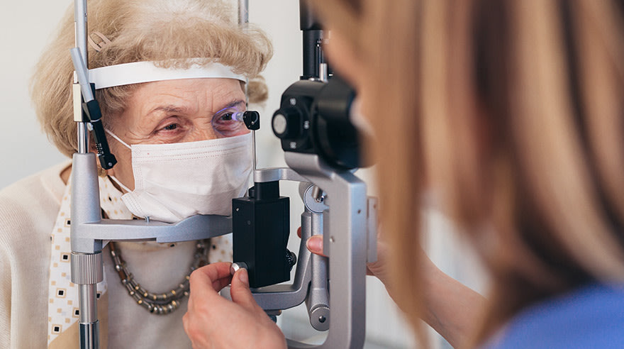 Woman getting vision test