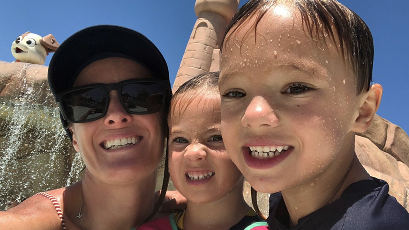 Andrea Curran (left) with her children Riley (center) and Kyler (right)