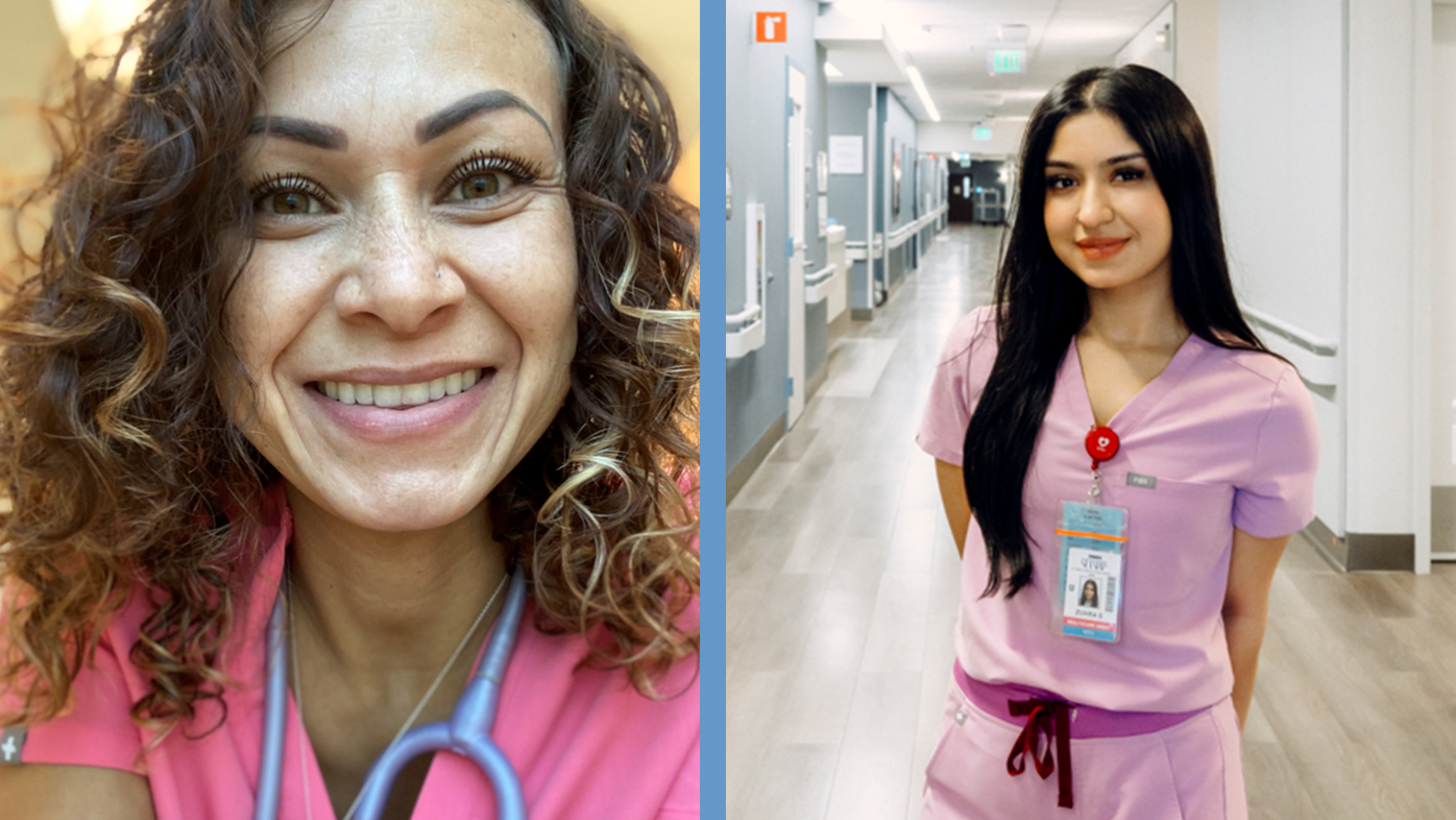 Mayerlis Guerrero from Sharp Rees-Stealy Medical Centers on left and Zuhra Sahak from Sharp Chula Vista Medical Center on right