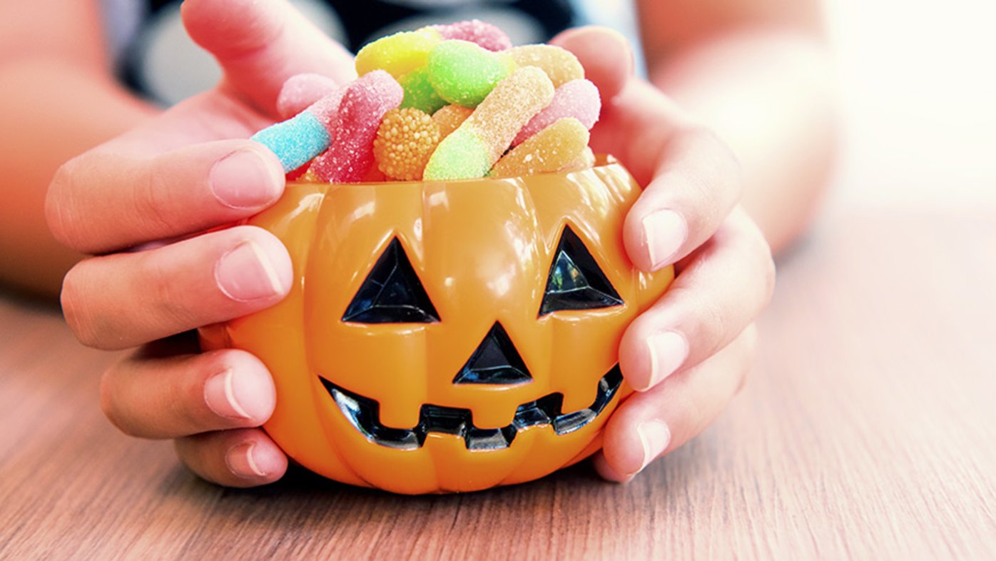 Halloween pumpkin candy jar