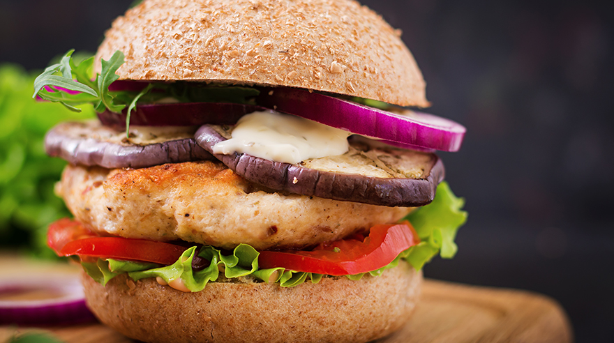 Turkey burgers with roasted eggplant recipe