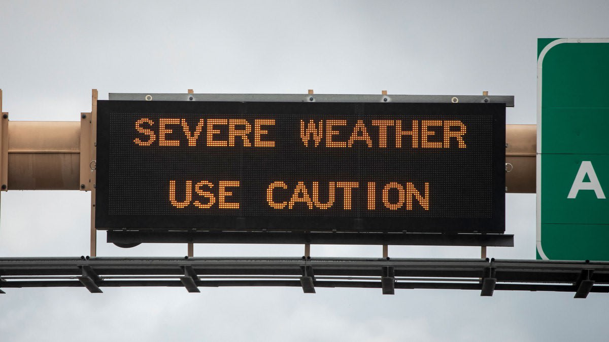 Severe weather highway sign
