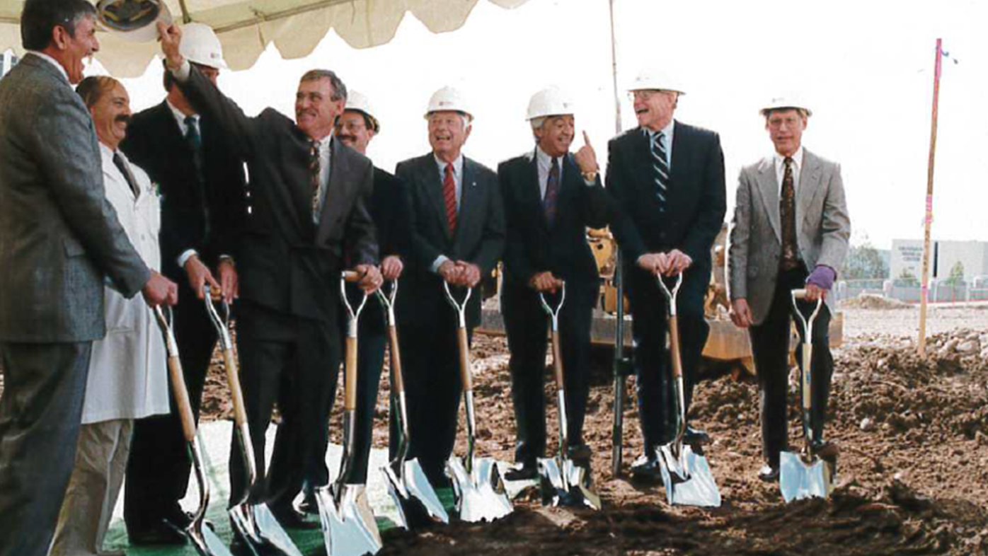 Groundbreaking for the David & Donna Long Cancer Center, March 1992.
