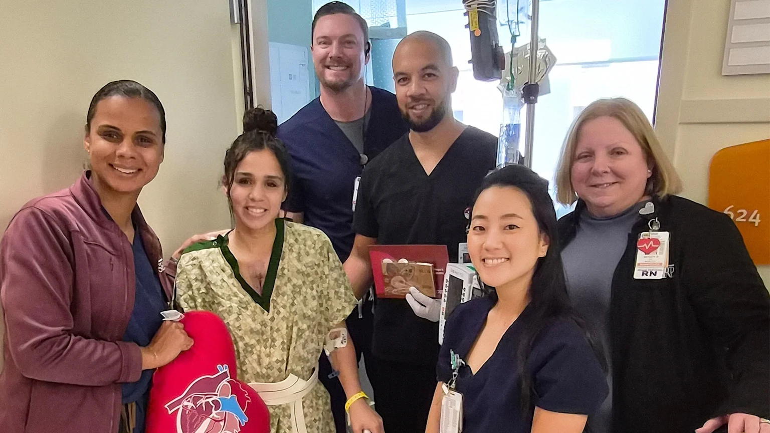 Mariah Griffin of San Diego at Sharp Memorial Hospital with her Sharp HealthCare heart care team