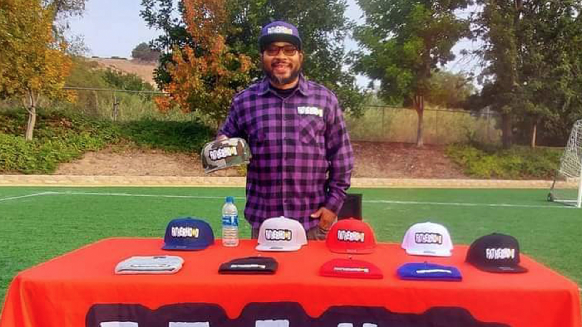 Joseph Armstrong selling Fatherhood Hats in San Diego