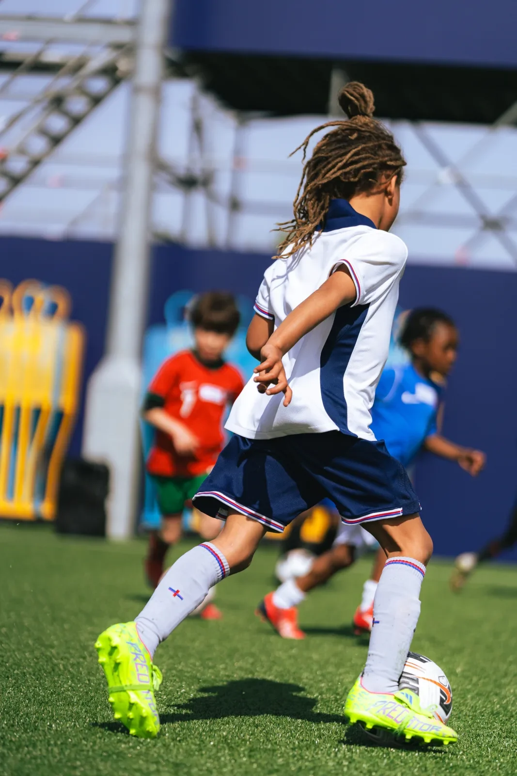 Kids playing a competitive match