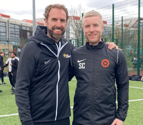 Gareth Southgate at McDonald's Fun Football event