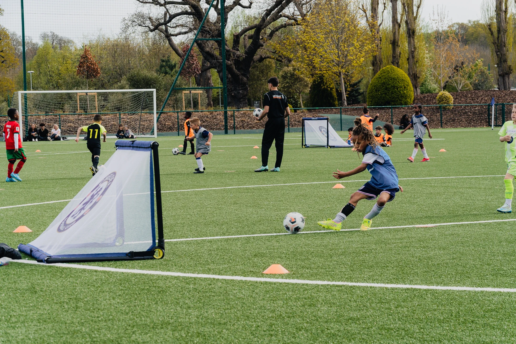 Children in football training session