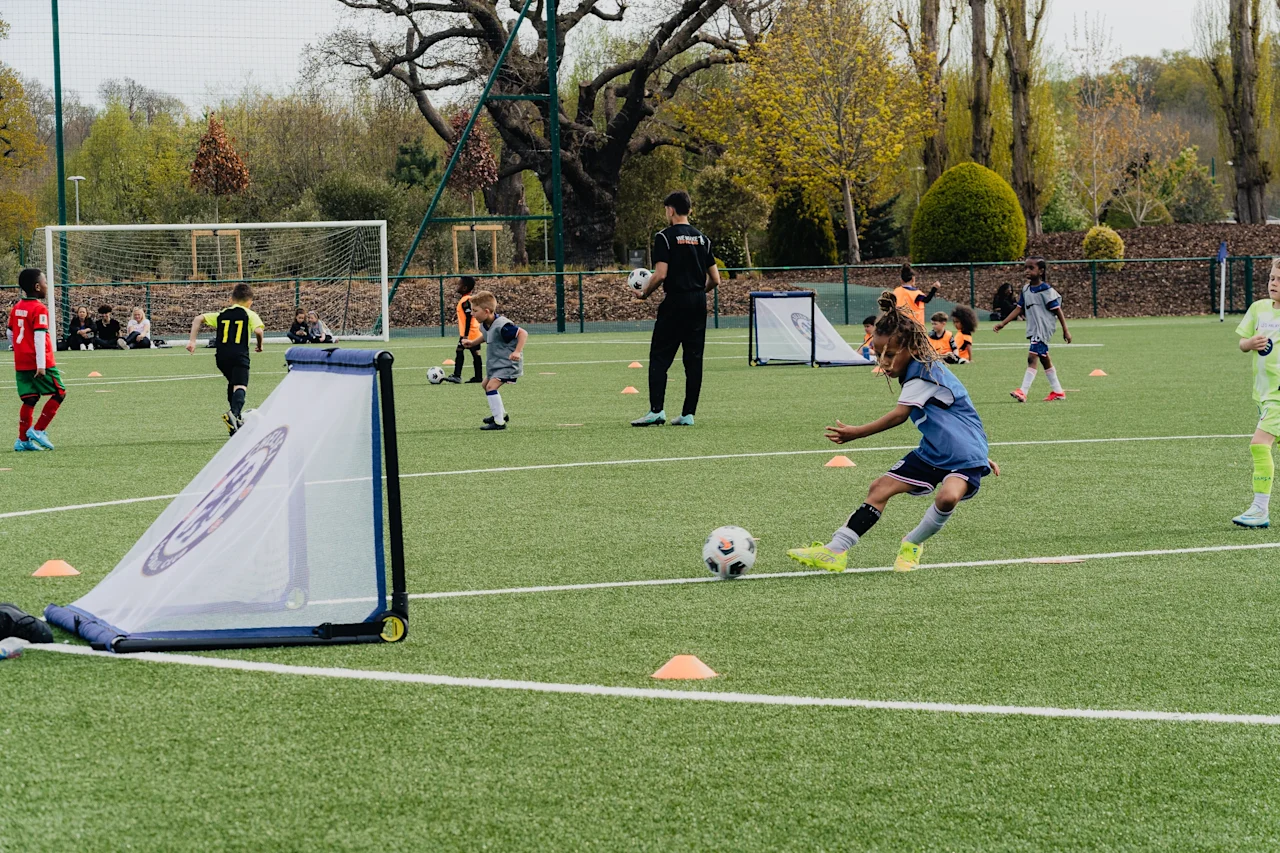 Children in football training session