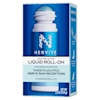 Left view of Nervive pain relieving liquid roll-on product packaging in blue, containing lidocaine and menthol for nerve pain relief.