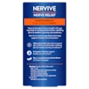 Etiqueta de producto Nervive para alivio nervioso, con ingredientes como ácido alfa-lipoico y vitaminas B, sobre fondo azul.