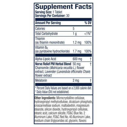 Nervive Nerve Relief PM Supplement Facts
