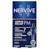Nervive Nerve Relief PM supplement packaging showing 30 tablets for nerve discomfort relief with alpha-lipoic acid and melatonin.