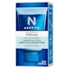 Left view of Nervive pain relieving cream packaging in blue, containing lidocaine and menthol for targeting nerve pain receptors.