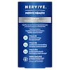 Nervive supplement label showing nerve health benefits with vitamins B1, B6, B12 and Alpha-Lipoic Acid on blue background.
