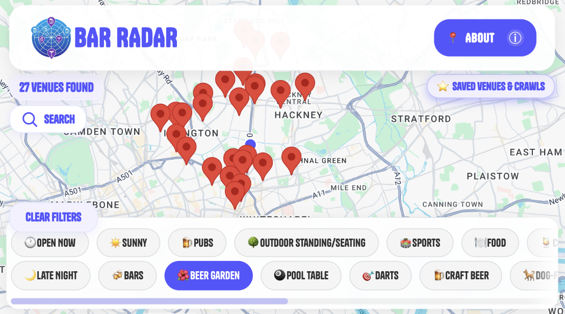 Bar Radar beer garden screenshot