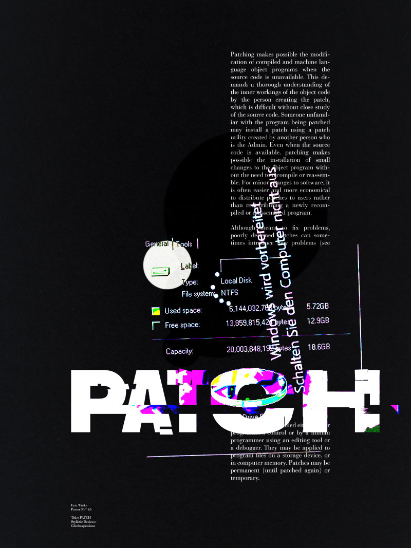 Patch - Ein Poster übersäht von Glitch Effekten