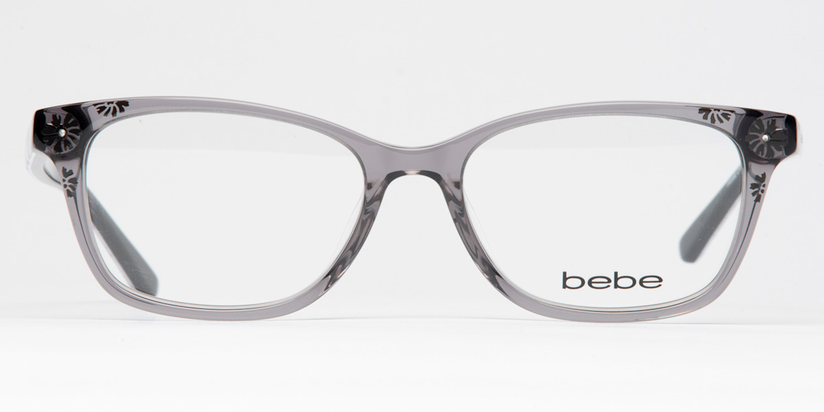bebe Clear Frame Sunglasses with Gray Lenses Bebe Optical & Bebe/swarovski Crystals Designer Glasses  main image 2