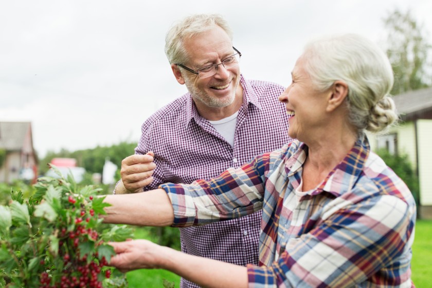 Wet AMD Dry AMD Macular Degeneration Patients smiling at each other