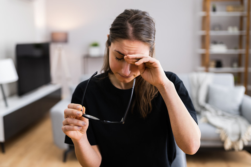 Woman experiencing eye strain issues