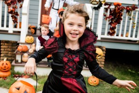 Little girl on halloween safety month