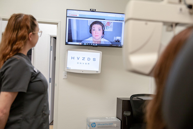 This technician will communicate with you through high-definition video conferencing and remotely control the phoropter and determine the right prescription.