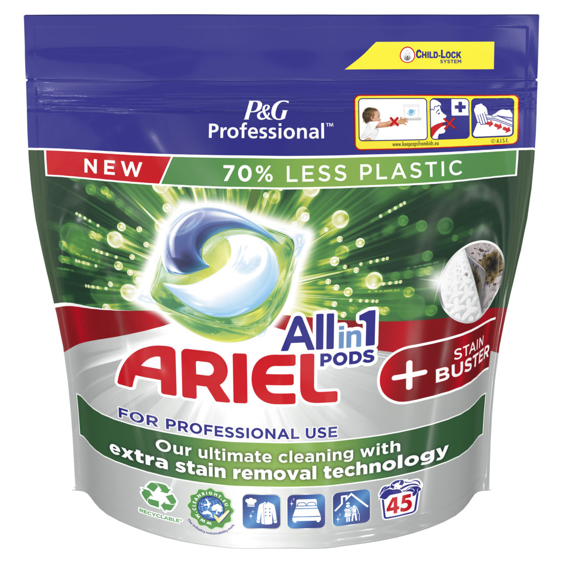 Ariel Professional® - Allin1 Pods Cápsulas De Detergente Líquido Efecto  Antimanchas 45 Lavados